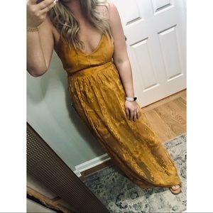 NWT Haute Monde Mustard Lace Maxi Dress